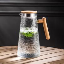 COUVEZI High Borosilicate Glass Pitcher with Beech Wood Handle