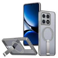 Aukščiausios kokybės tinklelio šilumos išsklaidymo magnetinis laikiklis dėklas, skirtas Redmi Note 14 5G Note 13 Pro 4G, šarvuotas smūgiams atsparus apsauginis dangtelis Redmi Note 13 Pro 4G pilka spalva