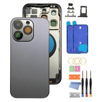 Galinis korpusas iPhone 14 Pro 14 Pro Max su stikliniu galiniu dangteliu, vidiniu rėmeliu, SIM kortelės dėklu ir remonto įrankiais 14 Pro-Black