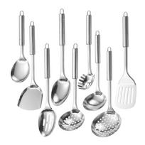 9Pcs Long Handle Kitchen Cooking Utensils Set Stainless Steel Shovel Set Cooking Spatula Set  Pasta 9pcs