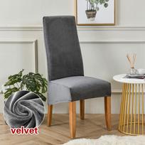 Velvet Spandex Chair Covers for Dining Room Kitchen Hotel Banquet Stretch XL/Oversized Size Chair Protectors Slipcovers Removable Washable Large size tamsiai pilka spalva