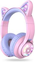 iClever Bluetooth Cat Ear LED Wireless Kids Headphones with Volume Limiting 45 Hours of and Mic for and BTH13 Purple Kids' Headphones, Light-Up (74/85 violetinė