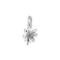 Pandora 925 Sidabro Sėkmės Keturlapis Dobilas Pakabukas Moteriški papuošalai 397965NAG Box,Silver/Green