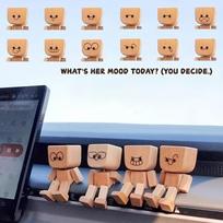 Express Your Mood! 12-Pose Wooden Man with Smiling/Sad Faces. Fun Car or Desk Ornament, a Cool Gift for Him. ruda