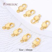 10mm 12mm 18K Gold Plated Lobster Clasp For Jewelry Making 5/10Pcs Necklaces Clasps Bracelet Fasteners DIY Craft Supplies 5 Pcs