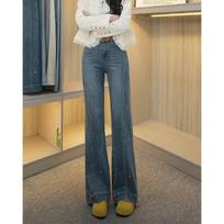 Retro High-Waisted Blue Rhinestone Flare Jeans for Plus Size Women - Spring Collection S