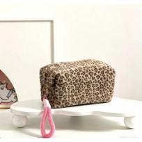 Large Capacity Portable Plush Portable Storage Bag Multi-Functional Toiletry Bag Ins Style Leopard Print Cosmetic Bag
