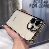 OPPO Reno 15F 15FS 5G dėklas Skaidrus prabangus Magsafe laikikliui Padengtas apsauginis galinis dangtelis OPPO Reno 15FS 15F korpusui Bamperis OPPO Reno15 FS 5G sidabras