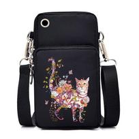Katės Gėlės Moterų Mobiliojo Telefono Krepšys Animacinis Gyvūnas Moteriškos Piniginės ir Rankinės Triušio Šuns Raštas Riešo Krepšys Crossbody Krepšiai