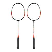 2 vnt. anglies pluošto badmintono raketės itin lengvos suaugusiems treniruotėms, varžyboms, rekreacijai, žalios oranžinė