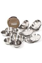 MAGNA Stainless Steel Dinnerware Set for and Outdoor Activities Family Set Cafe au Camping, BBQ, - (01 Lait, 24-piece set)