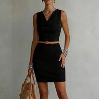 Ladies' Fashionable And Casual Slim Fit Sleeveless Dress L juoda