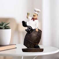 Figūrėlė Dervos Šefo Statulėlė Virėjo Modelis Parduotuvės Ornamentas Aksesuarai Namų Virtuvei Sit On Wine Barrel