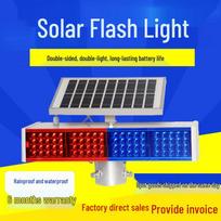 Solar-Powered Red & Blue Traffic Warning Strobe Light One Size