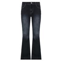 Spring Autumn Fitting Slimming Micro Flare Jeans Casual Low Rise Cute Trousers Aesthetic Streetwear Vintage Cargo Pants Women Distressed Mom Jeans XS mėlyna
