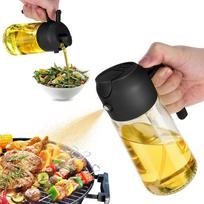 Virtuvės dozatoriaus buteliukas 2 viename Alyvuogių aliejaus dozatorius ir aliejaus purškiklis - 470 ml alyvuogių aliejaus buteliukas - Aliejaus purškiklis Maisto gaminimui Virtuvė Salotos, Grilis Juodas 1-Pack geltona