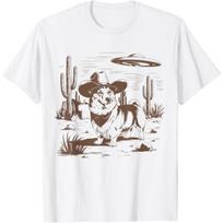 UFO Corgi Western Alien Vintage 90s Wild West Fun Cowboy Dog T-Shirt S balta