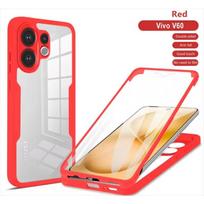 Dual Layer Clear Case For VIVO X300 Pro V60 Lite Y76S Y75 Y55 Y20 Y31 Y04 Y29s U5 Z6 Acrylic+TPU 360 Full Body Shockproof Cover vivo X300 raudona