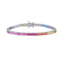 Europe, America, Tennis Chain Square Zircon Rainbow Light Luxury High-end Bracelet Women's Jewelry 2026 18CM