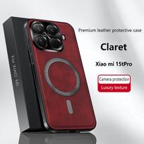For Xiaomi Mi 15T Pro Case Luxury PU Leather Magnetic MagSafe Protective Back Cover Case For Xiaomi Mi 15T 14T Pro Phone Shell xiaomi 15 raudona