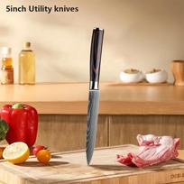 WXCOO Damascus Chef's Knife Japanese Santoku Professional Boning Knife Kitchen Knives Set Meat Cleaver Utility Knife with Cover