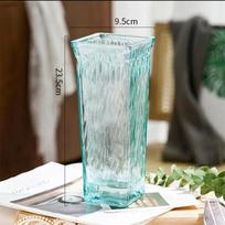 Creative transparent vase simple square glass vase waking flowers hydroponic flower device Nordic living room decoration mėlyna