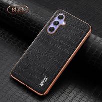 Prabangus krokodilo odos telefono dėklas, skirtas Samsung Galaxy A55 A35 A25 A15 A05S 54 34 14 M14, atsparus smūgiams, su galvanizuotu rėmeliu, minkštas dangtelis For Samsung A34 5G juoda