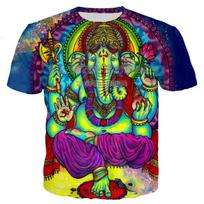 Men's T-shirts Colorful Trippy 3D Printed Shirts Summer Fashion Psychedelic Elephant T-shirts Hip-hop Prints Shirt S