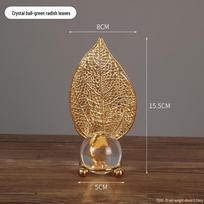 Nordic Leaf Crystal Ball Ornament: Elegant Light Luxury Decoration for Home Entrance, Living Room, Wine Cabinet, or Office Display.