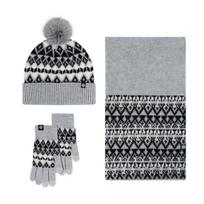 Yousheng Women Winter Hat Scarf Gloves Set Pom Pom Warm Hat Long Knit Scarf Touchscreen Gloves Set Thick Warm 3 in 1 Set pilka
