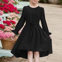 Mergaičių šifono suknelė vakarėliui Elegantiška vakarinė suknelė A formos kasdienė madinga suknelė 140 juoda