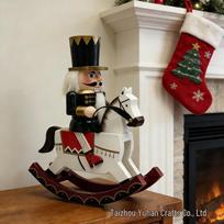 28CM Creative Christmas Decor: Solid Wood Horse Riding Nutcracker Ornament 28CM Height (Box of 12)