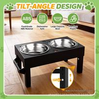Adjustable Pet Bowl Stand for Dogs and Cats - Foldable and Space-Saving Design Black Pet Bowl Stand