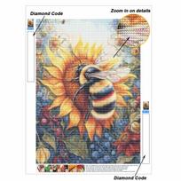 Bee Sunflower DIY Diamond Art Painting Kit with Shiny Resin Diamonds for Adults Relaxing Craft Wall Decor and Handmade Gift Idea Set Decor Round 20x30cm