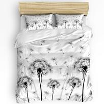 Black And White Dandelion Plant Duvet Cover with Pillow Case Custom 3pcs Bedding Set Quilt Cover Double Bed Home Textile EU single(135x200cm)