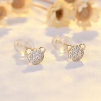 Mickey Earrings Mouse Earrings Simple and Cold Wind Earrings for Women Small and Anti-allergic beige