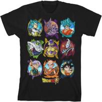 Dragon Ball Super Character Circles Boy's Black T-Shirt S juoda