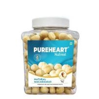 Pureheart Natural Macadamia (1 Kg) Premium Australian Macadamia Nuts And Crunchy Dry Fruits, Ideal Snacks, No Additives - Reusable Jar 1KG blue