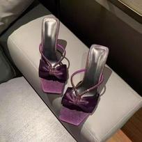 2025 new summer nude rhinestone square head sandals women's fine heel temperament beautiful women's cool slippers high heels 35