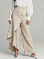 2026 Flare Faux Denim Skinny Pants - Solid Color, Casual Button-Up S