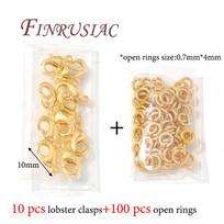 110pcs 18K Gold Plated 10mm Lobster Clasps&Open Rings DIY Accessories,Bracelets Connectors Clasps For Jewelry,Connecting Ring