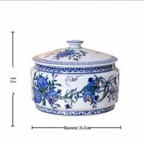Hand-Painted Blue and White Mandarin Duck Porcelain Jar - Ceramic Flower Pot and Tea Can with Gift Box Packaging