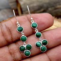 Malachite Earring, Designer Earring, Women Dangle, Gift For Her, Birthday Gift, Silver Charm Jewelry, Bridesmaid Gift