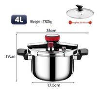 304 nerūdijančio plieno buitinis greitpuodis, apsaugotas nuo sprogimo, suderinamas su indukcinėmis ir dujinėmis viryklėmis, 4L ir 6L, skirtas 3-4 žmonėms Free Glass Lid with Order
