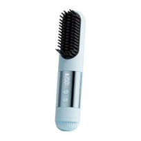 Cordless Hair Straightener Brush 3 Temperature LCD Display Hair Straightening Comb Cold Air Mode Rechargeable Fast Heating Electric Hot Brush mėlyna