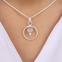 Selenite Gemstone 925 Sterling Silver Jewelry Pretty Round Pendant 1.2  Gift For Your Love PP-68-39