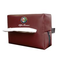 wszj8 Leather Car Tissue Box Sun Visor Seat Back Hanging Bag Accessories For Alfa Romeo 4C 159 166 Spider Giulia Giulietta 156 147 GT