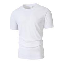 Mens Summer Solid Crew Neck Short Sleeve Cotton Linen T Shirt S balta