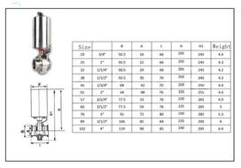 1.5  2  Tri Clamp Ferrule O.D 50.5mm 64mm 304 Stainless Steel Sanitary Pneumatic Vertical Butterfly Valve 32x50.5mm