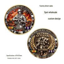 Vietnam War US Veteran Medal: Soldier Rescuing Comrade Commemorative Coin 40x40x3 mm auksas